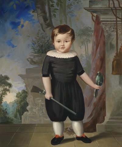 Portrait of a Boy with Rifle and Bird by Unbekannt Unbekannt